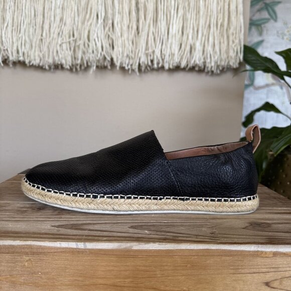 Gentle Souls Lizzy Slip On Black Pebbled Leather Espadrille Loafers Size 8.5 - Picture 7 of 14